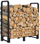 Artibear 3FT Firewood Rack Stand Heavy Duty Logs Holder for Outdoor Indoor Fireplace Metal Wood Pile Storage Stacker Organzier, Matte Black