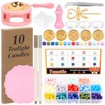 Tanstic 474Pcs Wax Seal Stamp Kit, Includes 15 Colors Wax Seal Beads, Wax Stamps, Wax Warmer, Wax Seal Spoon, Candles, Metallic Pens, Mat, Wax Seal Kit for Letter Sealing, Craft Decoration