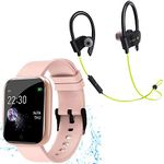 TechKing Pro 3 (SALE IS LIVE NOW WITH 12 YEARS WARRANTY) Waterproof Smart Watch CM101 Pro Touch Smartwatch with 24x7 Dynamic Heart Rate Blood Pressure Tracking Exercise Smartwatch for Boys, Girls with J1 Wireless Bluetooth Headset Hand-Free Calling-ROSEGOLD