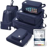 Compression Packing Cubes 8 Set Travel Organizer, Waterproof Travel Packing Cubes for Carry on Luggage Compression Cubes Travel Essentials Blue