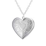 Heart Locket Necklace that Holds Pictures Silver Heart Shaped Locket Necklaces for Women Girls Photo Locket Necklace Lockets for Women Kids Best Friends Gift