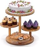 YIQXKOUY 4 Tier Round Cupcake Tower Stand for 50 Cupcakes Wood Cake Stand with Tiered Display Decoration Dessert Tiered Serving Tray for Birthday Graduation Wedding