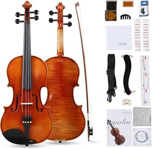LeSage 1/4 Violin Set Half Size Fiddle, Solid Spruce Top & Solid Tiger Stripe Maple Back/Sides, Ebony Fittings, Shaped Case with Bow, Rosin, Shoulder Rest, Mute, Tuner