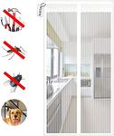 Magnetic Screen Door, Shuts Automatically Mosquito Magnetic Screen Mesh Curtain, No Drilling is Needed, for Balcony Door/Cellar Door/Patio Door- White|| 145x185cm(57x72inch)