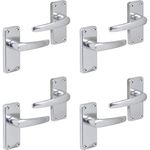 Designer Levers - Italian Style Straight Lever Door Handles - Polished Aluminium - 4 Pairs - Latch Door Handle - Interior/Exterior Use - Short Latch