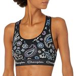 Champion Women's The Authentic Sports Bra, Cross Stitch Paisley Multi, XS