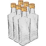 DIAH DO IT AT HOME Set of 6 Flora Glass Bottles 250ml With Airtight Gold Screw Caps Decorative Storage Wine Liquor Wedding Craft