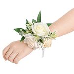 Ling's Moment 2pcs Homecoming Wrist Corsage Artificial Flowers, Girl/Mother Corsages Wristlet Décor for Prom/Wedding/Anniversary, etc. White Ivory