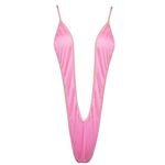 CHICTRY Women's Monokini Swimwear Sling Shot One Piece Mini Bikini Swimsuit Thongs Bodysuit Pink One Size