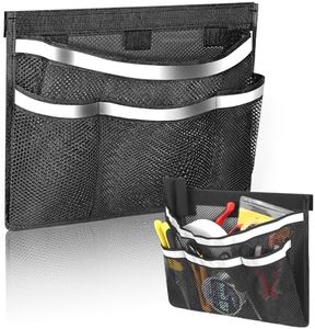 2 PCS 13.7"x 9.8" Boat Storage Mesh Bag, Upgraded 2-Layer 1 Large+3 Small Pockets Self-Adhesive Organizer with 3 Strong Adhesive Pads Double Reflective Strips, Keep Your Boat Tidy and Items Secure