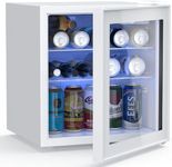 ADVWIN Mini Bar Fridge, Small Fridges Glass Door Mini Beverage Refrigerator 46L, White