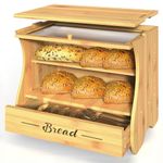 Lnrkai Extra Large Bread Box for Kitchen Countertop, Double Layer Bread Boxes for Kitchen Counter Airtight, Bread Storage Container Bread Box for Homemade Bread