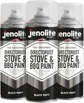 JENOLITE Directorust High Heat Spray Paint for Metal - BLACK - Smooth Matt Finish BBQ & Stove Aerosol Paint - Very High Temperature Resistant Up to 1200°F (650°C) - 3x13.5 Ounces (3x400ml)