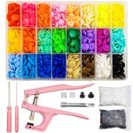 ChaliGoo 460 Sets T5 Plastic Snap Fasteners with Upgraded Pink Pliers, 24 Colors Snap Buttons Press Studs, Poppers Fasteners Kit for Sewing, Crafting - 12mm