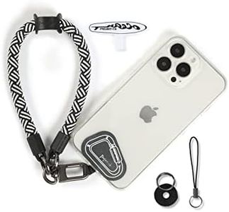 project-cb Hand Wrist Phone Strap,Phone Lanyard Patch ×2,Cell Phone Case Holder,Wristlet Strap for Key,AirPods,Camera (White-Black, 12inch)