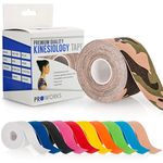 Proworks Kinesiology Tape | 5m Roll of Elastic Muscle Support Tape for Exercise, Sports & Injury Recovery - Camo Green