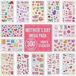 Mother's Day Stickers OVER 300 for Scrapbooking, Crafting Supplies and Decorating Cards & Presents - 14 Different Design Sticker Sheets Happy Mother's Day, Number 1 Mum, Worlds Best Mummy