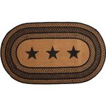 VHC Brands Farmhouse Jute Stencil Stars Oval Rug 27x48 Country Braided Flooring, Country Black and Tan