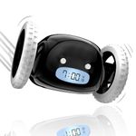 CLOCKY Alarm Clock on Wheels (Original) | Extra Loud for Heavy Sleeper (Adult or Kid Bed-Room Robot Clockie) Funny, Rolling, Run-away, Moving, Jumping (Black)