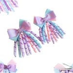 PALAY 2Pcs Ribbon Bow Hair Accessories for Girls, Princess Cute Hair Clips for Girls Curly Ribbon Hair Bow Clip stylish Headpieces Hair Pins for Girls Gift, Purple