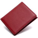 Bveyzi Ultra Slim Small Leather Women Wallet Rfid Blocking Tiny Thin Bifold Pocket Ladies Purse, Wine Red, Small