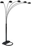Ore International 6962BK-A 5-Headed Metal Dome Shade arc Tree Floor lamp, 84" x 45" x 50", Black