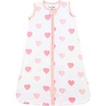 Mama Cheetah Baby Wearable Blanket, 1.0 TOG Organic Cotton Sleep Bag, Swaddle Transition Sleeping Sack with 2-Way Zipper, Hearts, Medium (6-12 Months)