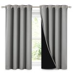 NICETOWN 100% Blackout Curtains with Black Liners, Thermal Insulated Full Blackout 2-Layer Drapes, Noise Cancellation Window Draperies for Dining Room (Silver Grey, 2 Panels, 52-inch W by 54-inch L)