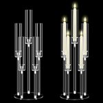 2 Pcs 26.8'' Acrylic Candelabra Centerpieces for Wedding Table Decorations,Clear 5 Arms Candlesticks Holder with Acrylic Shade for Valentine's Day Dinner Party Fireplace Gift Fit LED Candle