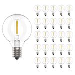 Svater 25 Pack E12 LED Bulbs 1W G40 Plastic Bulbs Replacement for String Lights Outdoor Indoor 2700K Warm White IP44 Waterproof