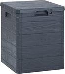 vidaXL Garden Storage Box, Anthracite 90L Capacity, Durable Plastic with Wood Texture, Indoor Outdoor Usage