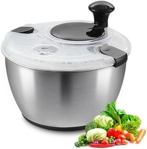 VEVOR Stainless Steel Salad Spinner, 4.75Qt, One-handed Easy Press Large Vegetable Dryer Washer, Lettuce Cleaner and Dryer with 304 Stainless Steel Bowl, for Greens, Herbs, Berries, Fruits, No BPA