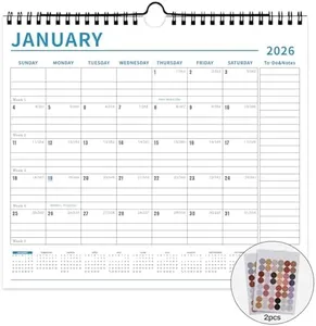 Lbylyhxc 2025-2026 Wall Calendar - Runs from July 2025 to December 2026-18 Monthly Calendar 2026. Thick Paper includes major holidays and dedicated space for notes and important dates (Green Calendar 2025-2026)