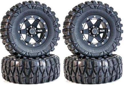 2.6 Tires All Terrain Soft Rubber Crawler Car Tire & Rim for Off Road Race, OD 135mm Rubber Tire & Metal Rims with 17mm/12mm Hexes for MJX H8H MK07 KM4 Traxxas TRX-4 TRX-6 Axial 1/7 1/8 1/10 Crawler