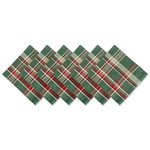 DII Christmas Cloth Square Napkin Set, Cotton, Dark Green Plaid