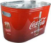 The Tin Box Company Coca Cola Large Galvanized Party Tub with Handles, RED