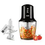Glen 300 Watts Electric Chopper for Kitchen Use, Large 600ml Bowl, Triple SS Blade Technology, Fruit & Vegetable Cutter, with Whisking Disc, Chops Onion & Nuts - Black (4042TUPLUS)
