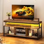 YITAHOME TV Stands for Living Room, Entertainment Center w/Power Outlets, Television Stands w/Open Storage, Small LED TV Stand for 50inch TV, Retro Brown