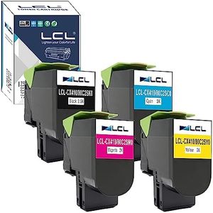 LCL 802SK 802SC 802SM 802SY Cartouche de Toner Compatible pour Lexmark 80C2SK0 80C2SC0 80C2SM0 80C2SY0 pour Lexmark CX310 CX310N CX310DN CX410 CX410E CX410DE CX410DTE CX510 CX510DE CX510DHE(4-Pack)