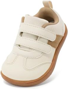 STQ KIDS Toddler Wide Toe Box Shoes First Walk Sneakers Beige Brown T9