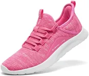 ALEADER Tennis Slip on Shoes Womens Walking Running Sneakers Memory Foam Work Travel Breathable Comfortable Heather Pink/White Size 9.5 US