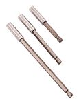 Amtech L2210 Magnetic Bit Holders, 3 Piece Set, 150mm, 100mm and 75mm Lengths, ¼ inch Hex Drive, Quick Release Drives