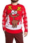 Calhoun Funny Knit Santa Claus Rudolph Ugly Christmas Sweater (Rudolph, X-Large)