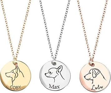 MignonandMignon Dog Portrait Personalized Name Necklace Handmade Pet Jewelry Mothers Day Gift for Dog Mom Breed Memorial - LCN-SDP