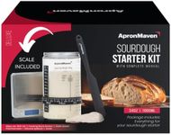 Apron Maven Deluxe Sourdough Starter Kit - 34 oz Large Jar with Scale, Cloth Cover, Feeding Level Band, Thermometer, Spatula, For Easy Sourdough Bread Baking Birthday Gift for Women Bakers