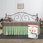 30cm(12") Drop Full Size Moss Solid Day Bed Skirt Stylish Ruffled Pattern Split Corner Easy Fit Easy Care Fade & Wrinkle Resistant-Cotton Microfiber Made