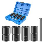 Luckyway 5-Piece Twist Socket Set Lug Nut Remover Extractor Tool Metric Bolt and Lug Nut Extractor Socket Tools, Chrome Molybdenum Steel