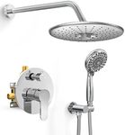 SR SUN RISE Shower System - 3 Functions 10 Inches Rain Shower Head Faucet- 6 Setting Headheld Shower Head Set- Valve Included Polished Chrome