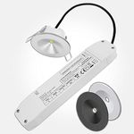 LEDBRITE LED Emergency Downlight Recessed Ceiling Light 3W Non Maintained LiFePO4 3 Hour Battery Pack with 3 X Bezels Included