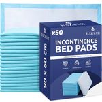 50 x Bazaar Disposable Incontinence Bed Pads 60 x 90cm | Highly-Absorbent Incontinence Bed Sheets | Waterproof Incontinence Sheets for Sofa, Mattress, Chair & for Babies, Children, Adults, & Elderly.